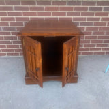 Brown Wood Side Table with 2 Doors
