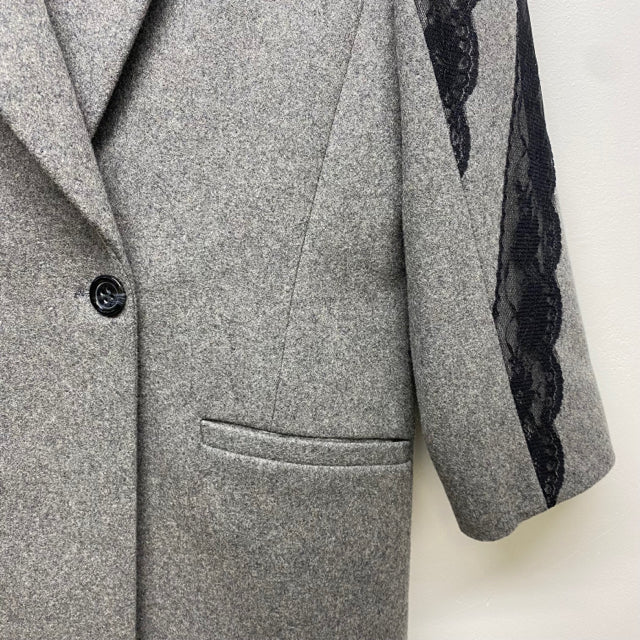 The Cue Women's Size S Gray Tweed Button Down Coat