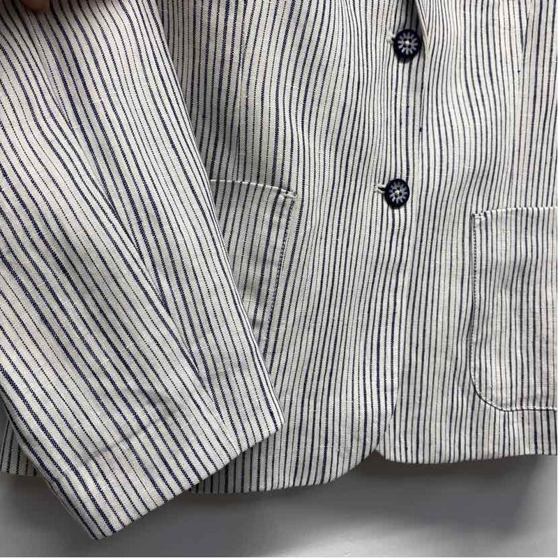 Cartonnier - Anthropologie Women's Size 4-S White-Blue Stripe Blazer Jacket