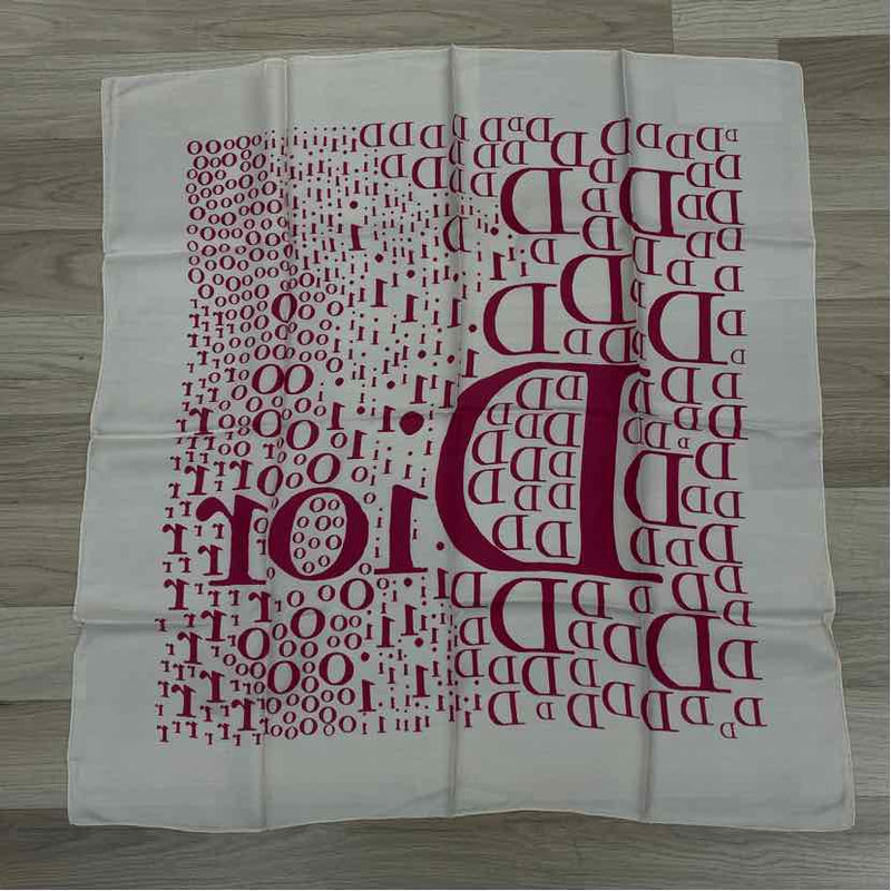Christian Dior White-Pink Monogram Square Scarf