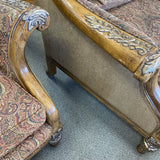 Century Brown Fabric Pattern Arm Chair
