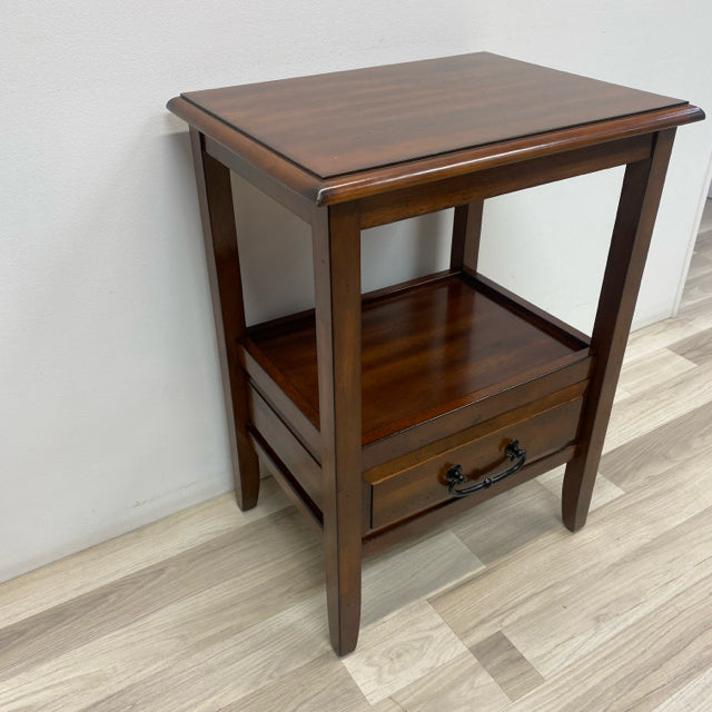 Pier 1 One Drawer Brown Wood Side Table