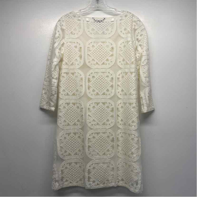 Felicity & Coco Size S Women's Offwhite Solid Long Sleeve Dress