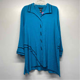 Ali Miles Size XL-L Women's Aqua Solid Button Up Shirt