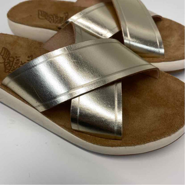 Ancient Greek Sandals Size 38-7 Women's Gold Solid Strappy Sandals