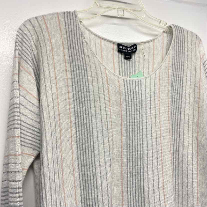 Repeat Silver Edition Size 38-S Women's Light Gray-Multi Stripe Pullover Sweater