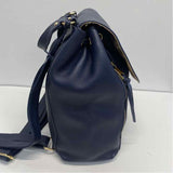 Levenger Navy Leather Solid Backpack Handbag