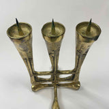 Brutalist Brass 3 Tapers Candelabra
