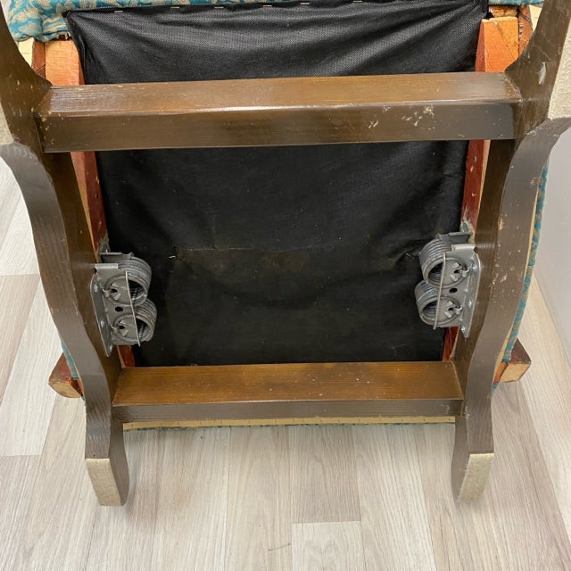 Teal-Tan Tapestry Rocking Chair