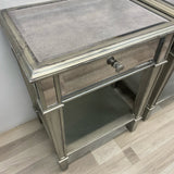 Side Silver Wood-Mirror Table