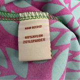 Arugh Size M Women's Fushia-Lime Pattern Fit And Flare Dress
