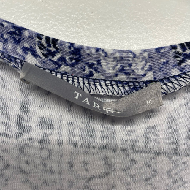 Tart Size M Women's Blue-White Pattern Shift Short Sleeve Dress