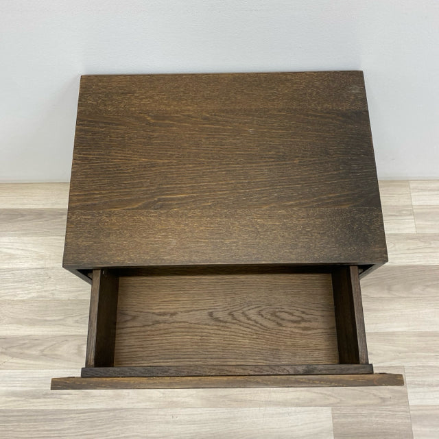 Brown Wood Side Table w One Drawer