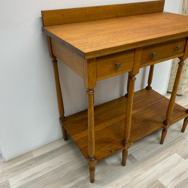 Brown Wood 3 Drawer Console - Sofa Table