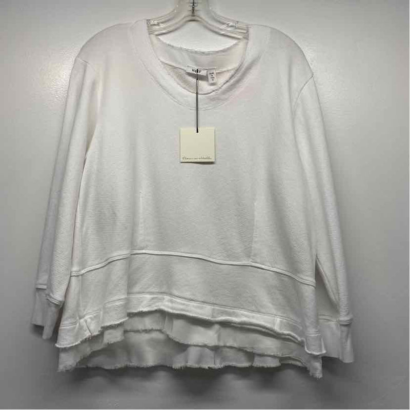 Wilt Size M Women's White Solid Pullover Long Sleeve Top