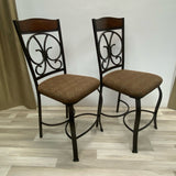 Pair Brown Metal Counter Height Stool