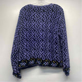 Icelandic Size L Women's Black-Purple Pattern Zip Up Sweater
