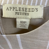 Appleseed's Women's Size XL-18 Tan-White Striped Short Sleeve Dress