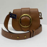 Polo by Ralph Lauren Brown Leather Pebbled Crossbody Saddle Handbag
