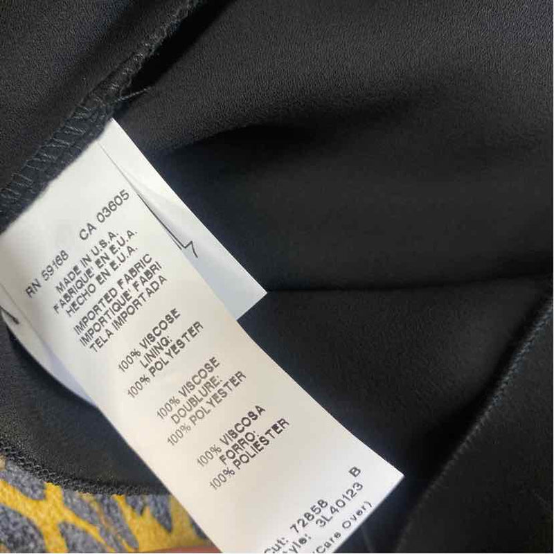 Karen Kane Size L-10 Women's Black-Yellow Pattern A Line Skirt