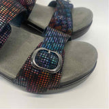 Dansko Size 38-7.5 Women's Black-Multi Iridescent Slip On Sandals