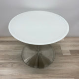 Bernhardt Design Pedestal Stain Steel Glass Table