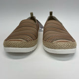 Bobs From Skechers Size 7.5 Women's beige- brown Stripe Slip On Shoes