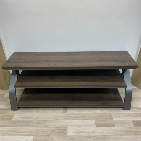 Gray-Brown Wood-Metal TV Stand