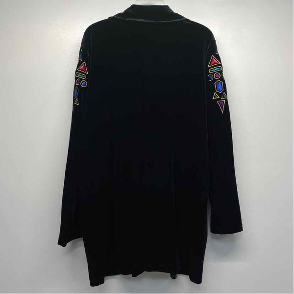 Bob Mackie Wearable Art Women's Size 1X Black Embroidered Zip Up Jacket