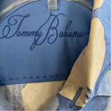 Tommy Bahama Size L Blue-White Silk Floral Men's Men's Short Sleeve Shirt