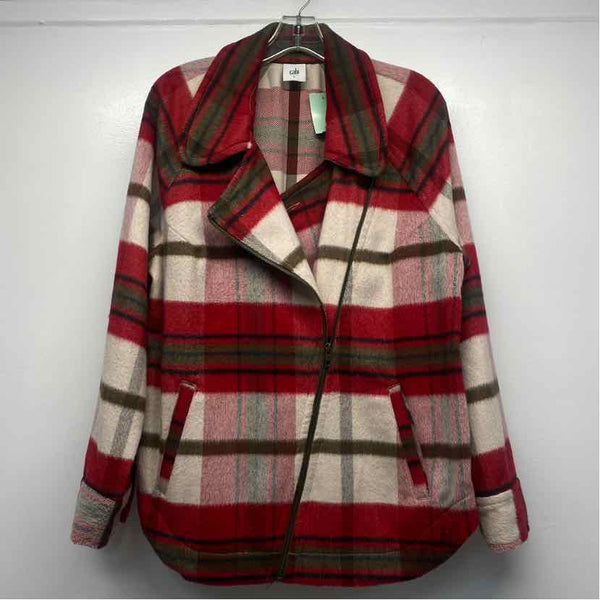 Cabi Women's Size L Red-Multi Plaid Zip Up Jacket