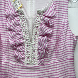 Nine West Size M-10 Women's Pink-White Stripe Sleeveless Dress