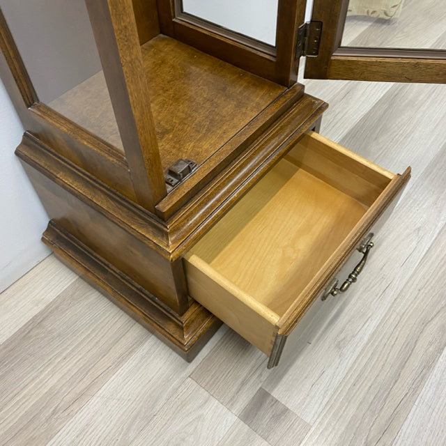 Ethan Allen Brown Wood-Glass Curio Cabinet