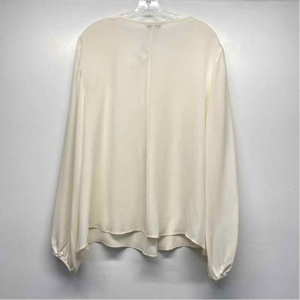 St. John Size L Women's Offwhite Solid Cold Shoulder Blouse