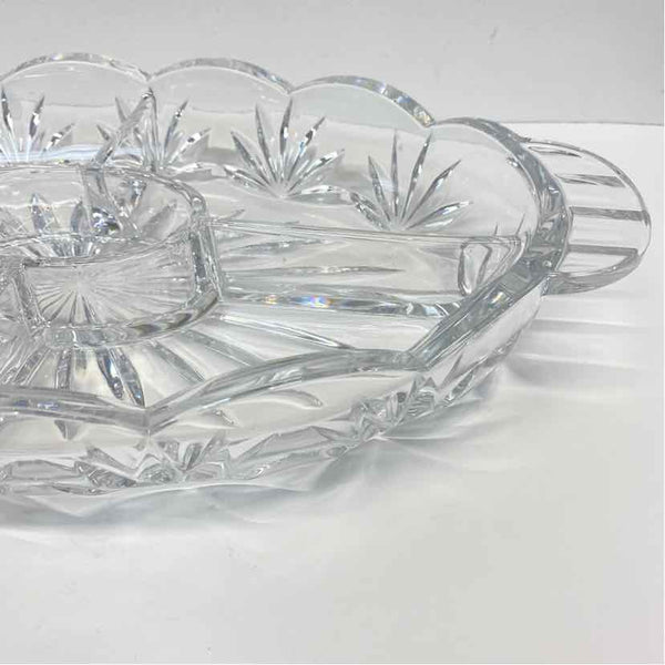 Royal Limited Clear Cut Crystal Divided Dish w Handles