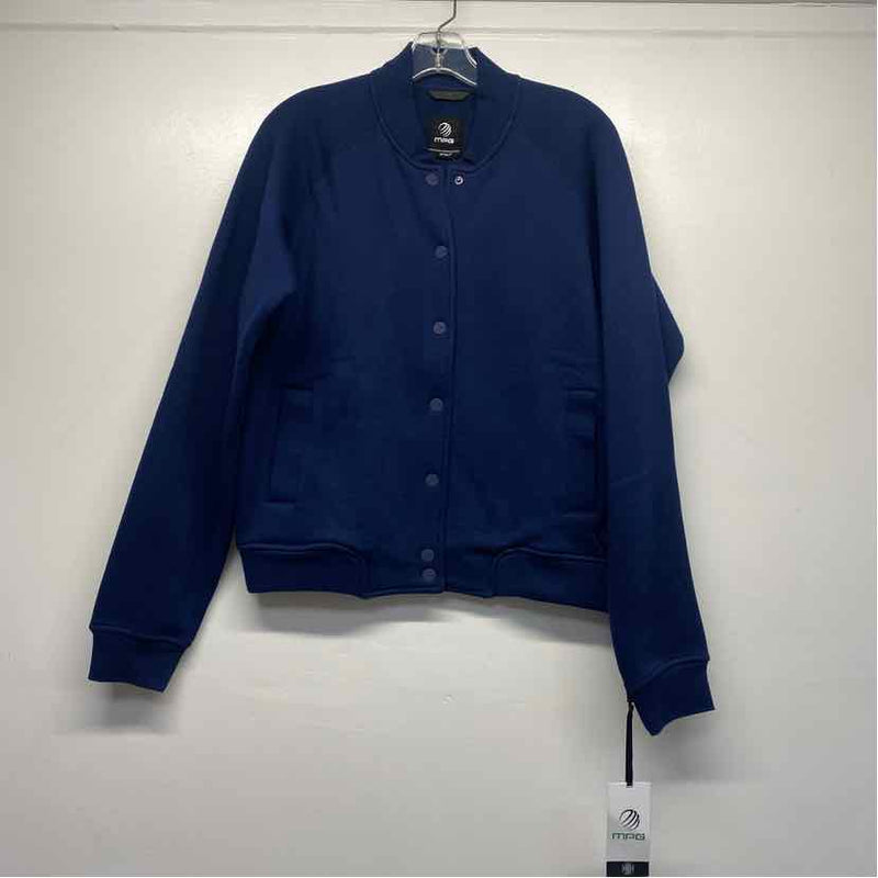 MPG Women's Size M Navy Solid Button Up Bomber Jacket