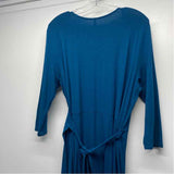 Sivana Size Xl Women's Teal Solid 3/4 Sleeve Maxi-Wrap Dress