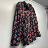 Tuckernuck Size M Women's Black-Multi Floral Pullover Blouse