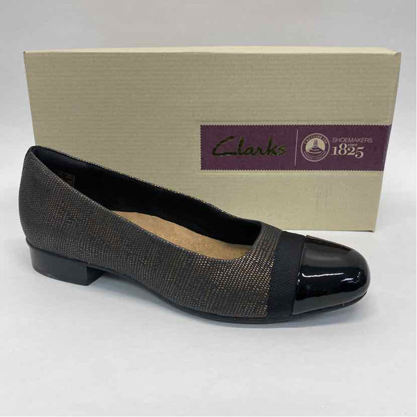 Clarks Artisan Size 10 Women's Black-Bronze Color Block Flats Shoes