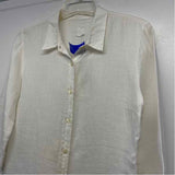 120% Lino Size S Women's White Solid Button Up Shirt