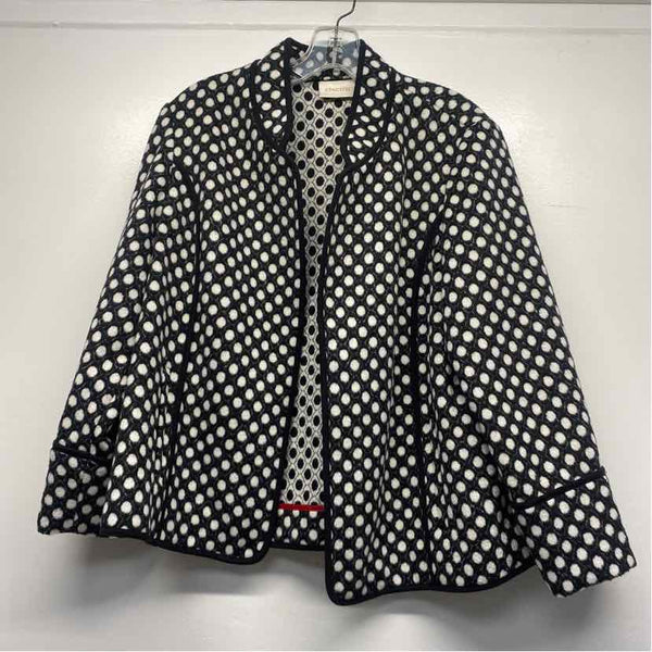 Chico's Women's Size 1-M Black-White Polka Dot Open Front Jacket