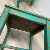 Distressed Teal Wood Chair - Sold as a Pair