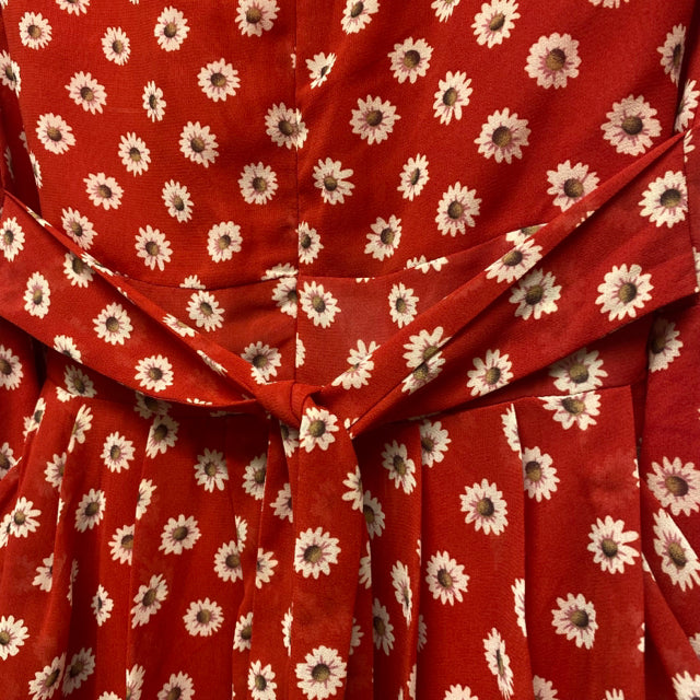 Yumi Size M-8/10 Women's Red-Multi Floral Cap Sleeve Dress