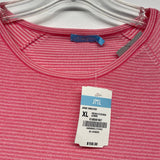 J.McLaughlin Size Xl Women's Pink-White Stripe Crew Neck Long Sleeve Top