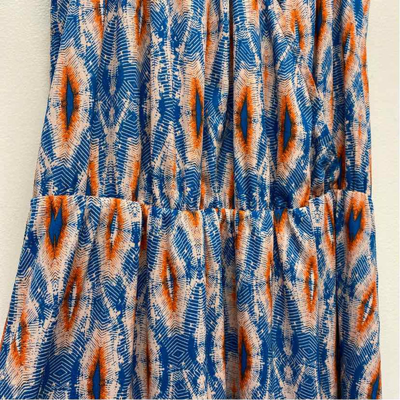 Collective Concepts Size M Women's Blue-Pink Pattern Maxi Dress