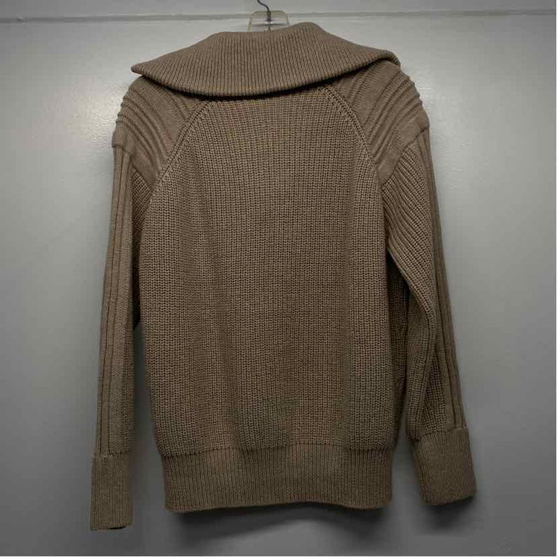 525 Size M Women's Tan Solid Zip Mock Neck Sweater