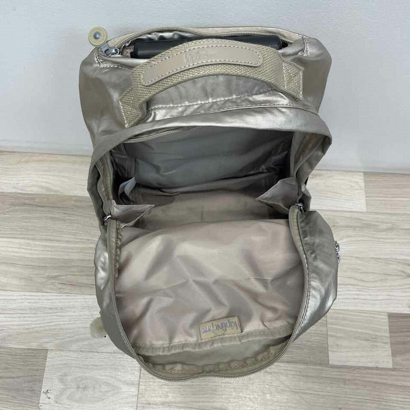 Kipling Gold Fabric Shimmer Backpack