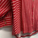Grey State Size M Women's Red-White Stripe Button Up Shirt