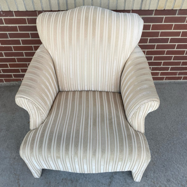 Beige Fabric Stripe Arm Chair