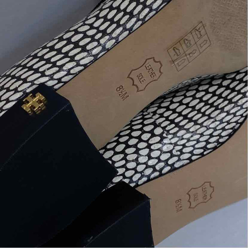 Tory Burch Size 8.5 Women's Black-White Pattern Slip On Flats